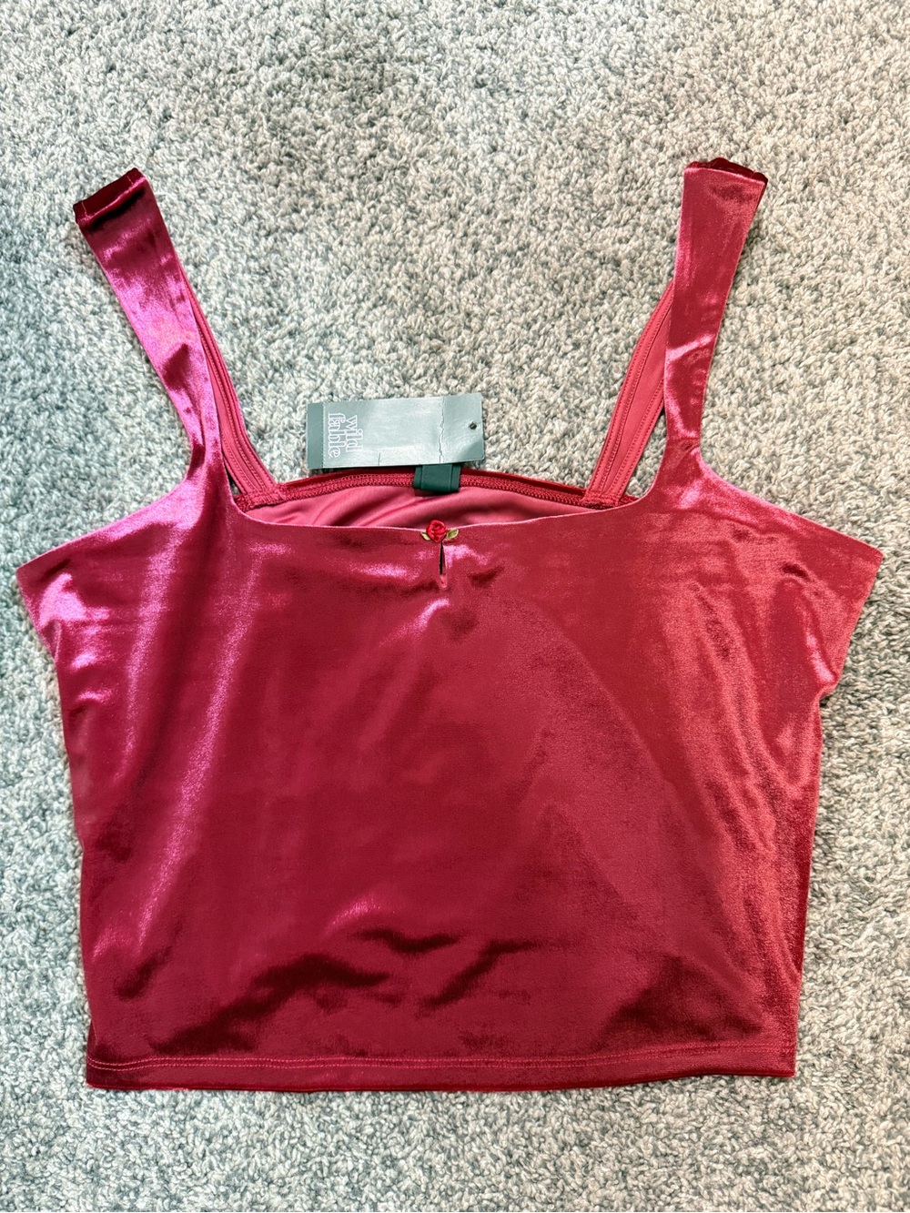 wild fable Velvet Crop Tank Top in Wine Red